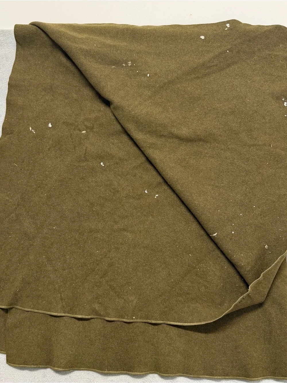 Vintage 1960s US Army Bed Wool OG Blanket USGI Green *Paint Marks 1967